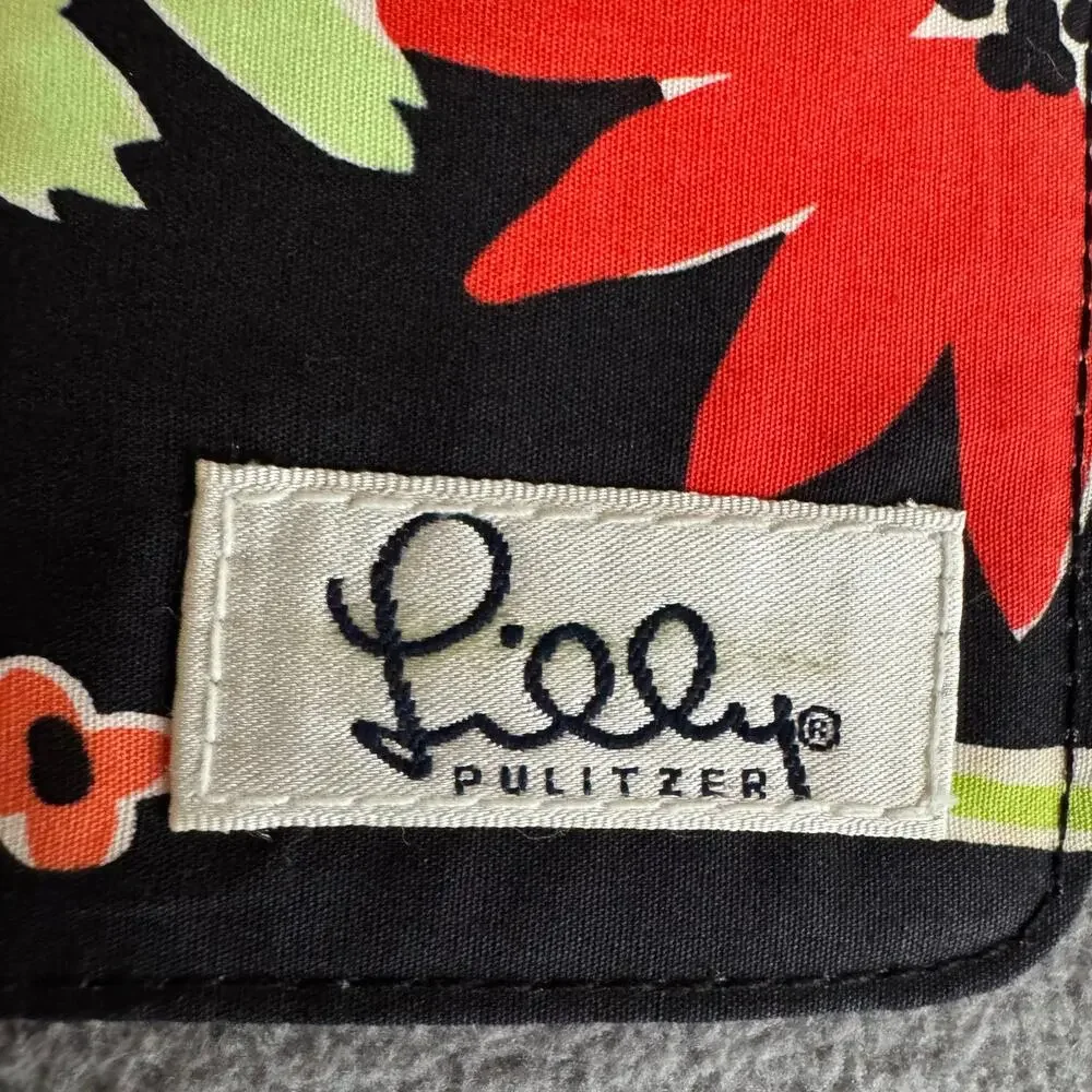 Lilly‎ Pulitzer Card Wallet Womens Black Floral Fold Fabric Boho Preppy